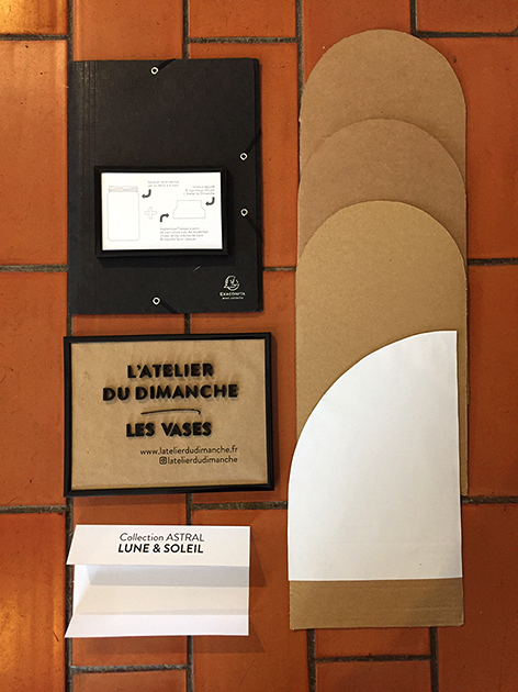 Visual merchandising de L'Atelier du Dimanche éco-conception avec des matériaux bruts